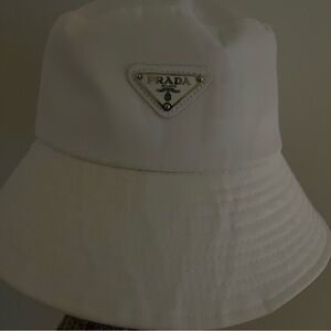 White Prada Bucket Hat